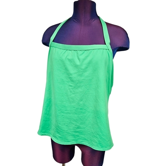 Lands' End‎ Lime Green Halter Tankini Bathing Suit Top Size 18 Women's Plus - Picture 1 of 8